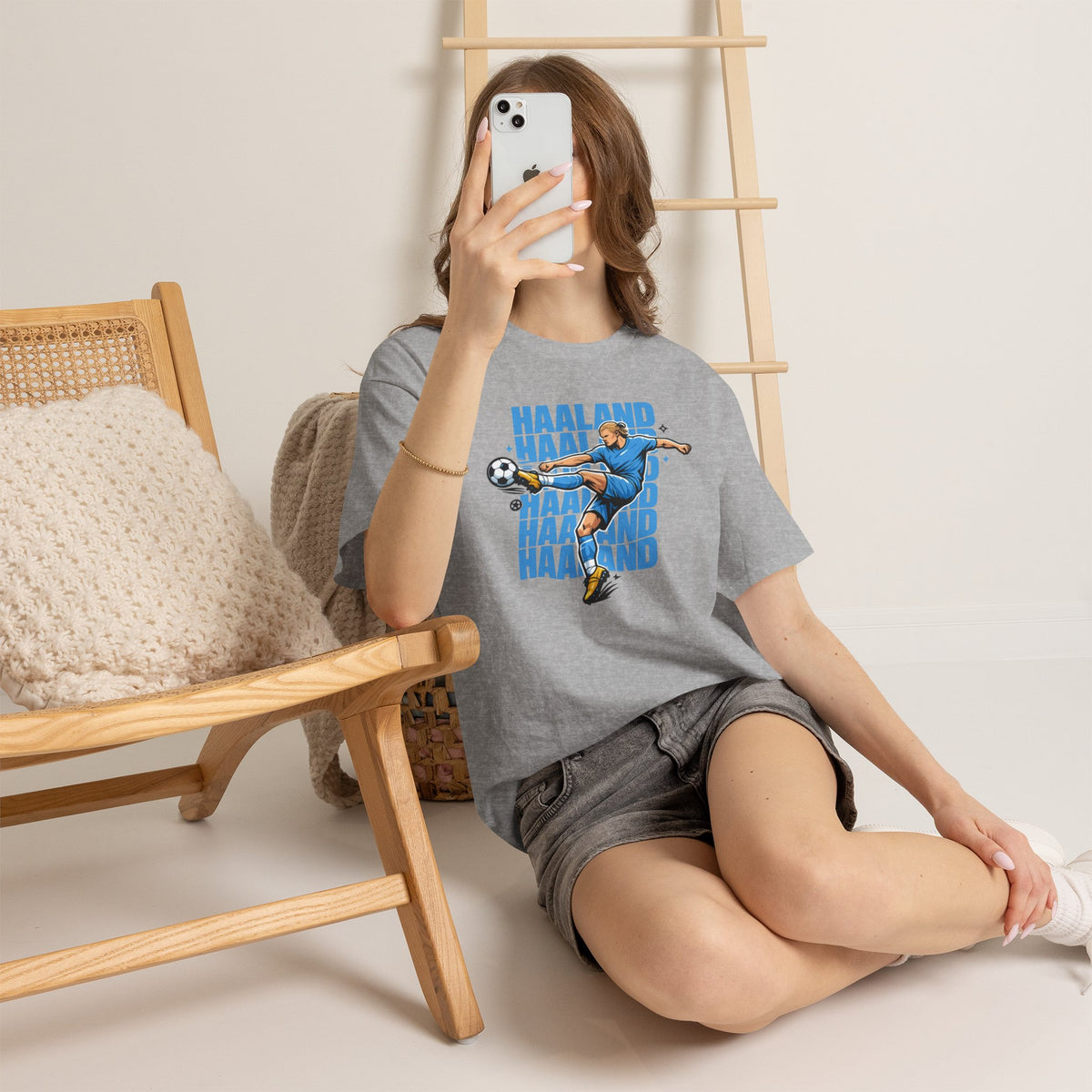 Haaland Manchester City Inspired Cotton T-Shirt — Striker Action Graphic Football Shirt