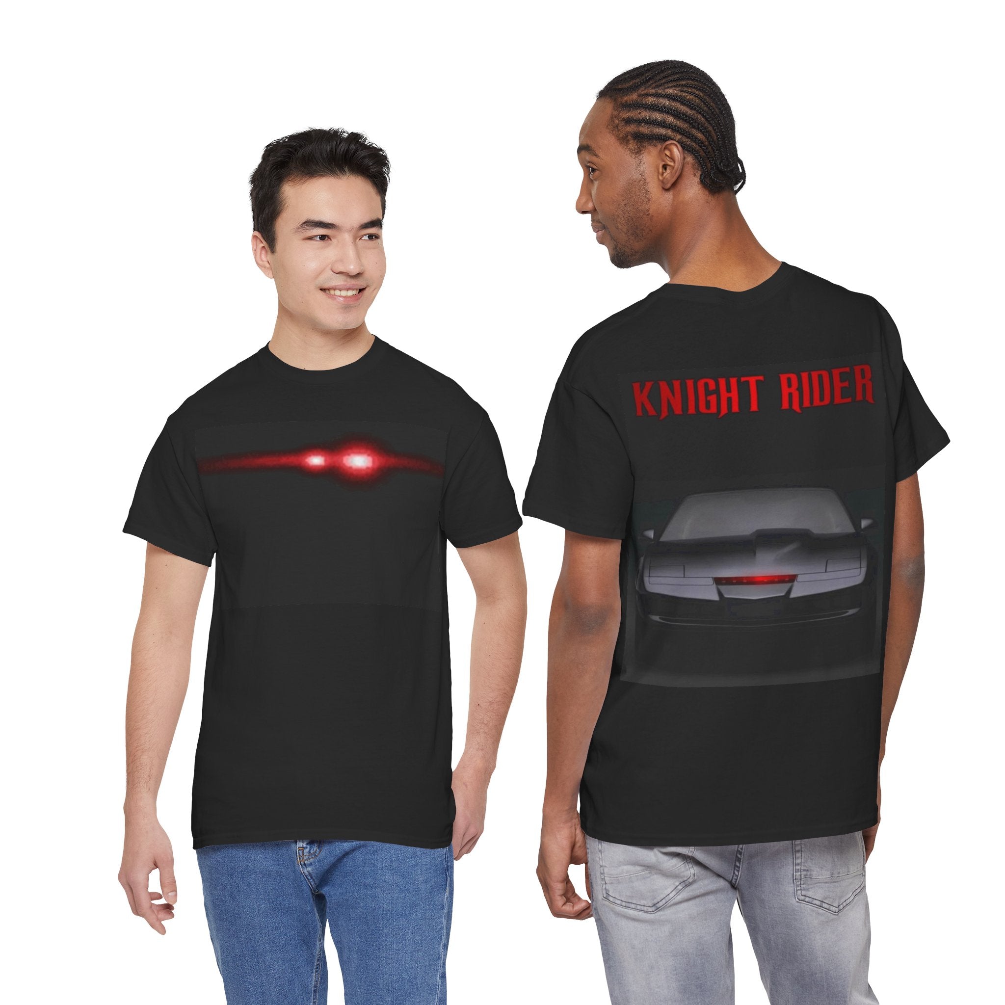 Knight Rider T-Shirt — Retro Car Graphic Tee with Red Scanner Light
