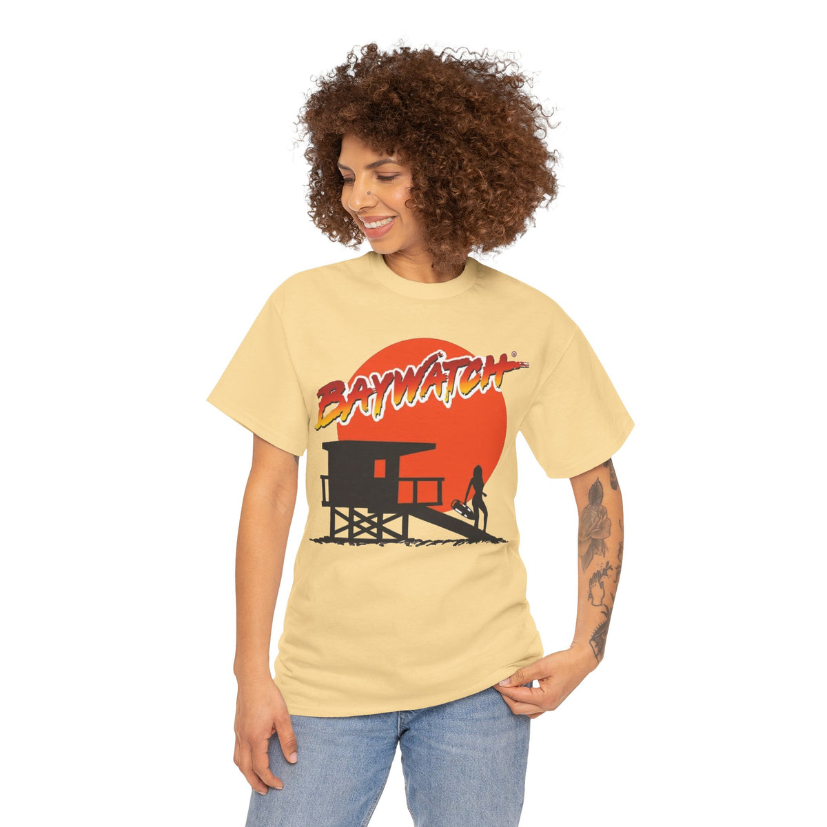 Baywatch Lifeguard Sunset Cotton T-Shirt