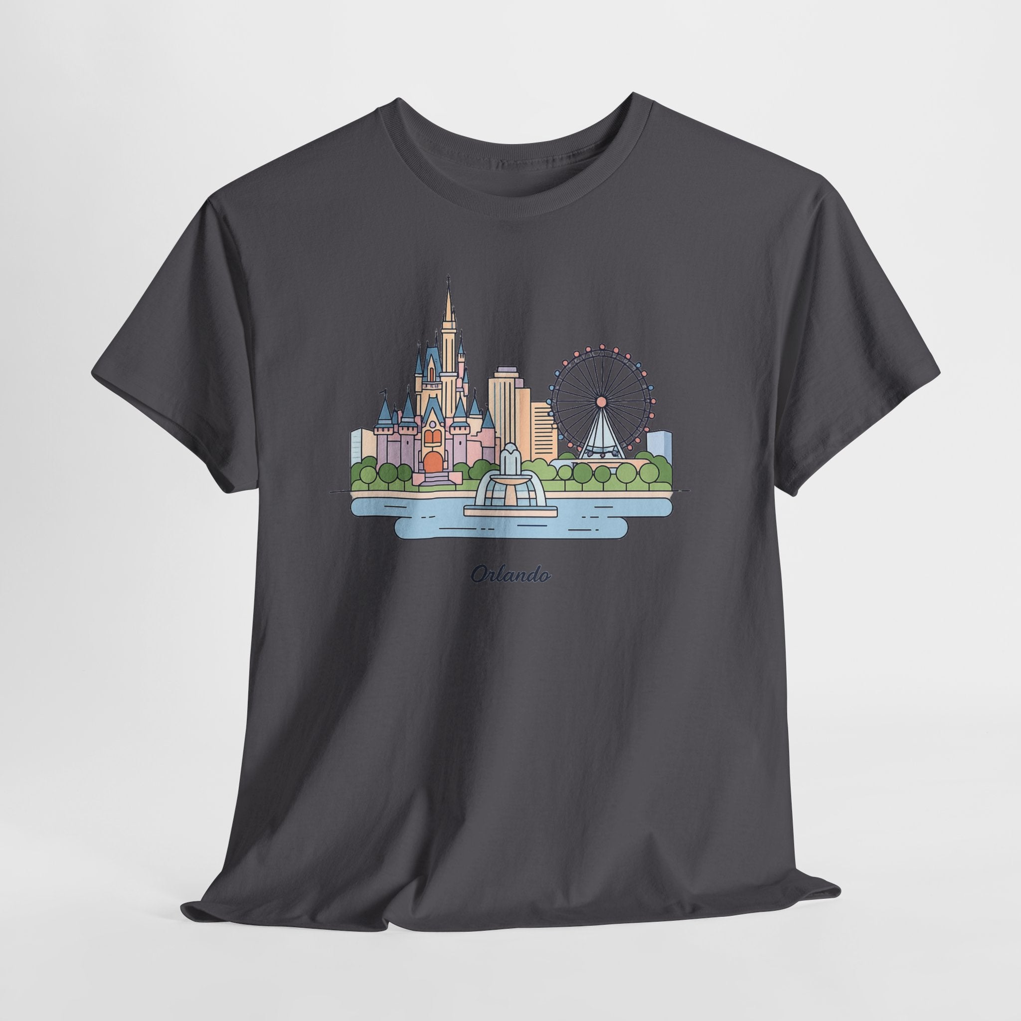 Orlando Skyline T-Shirt — Cute Cityscape Graphic Tee with 'Orlando' Text