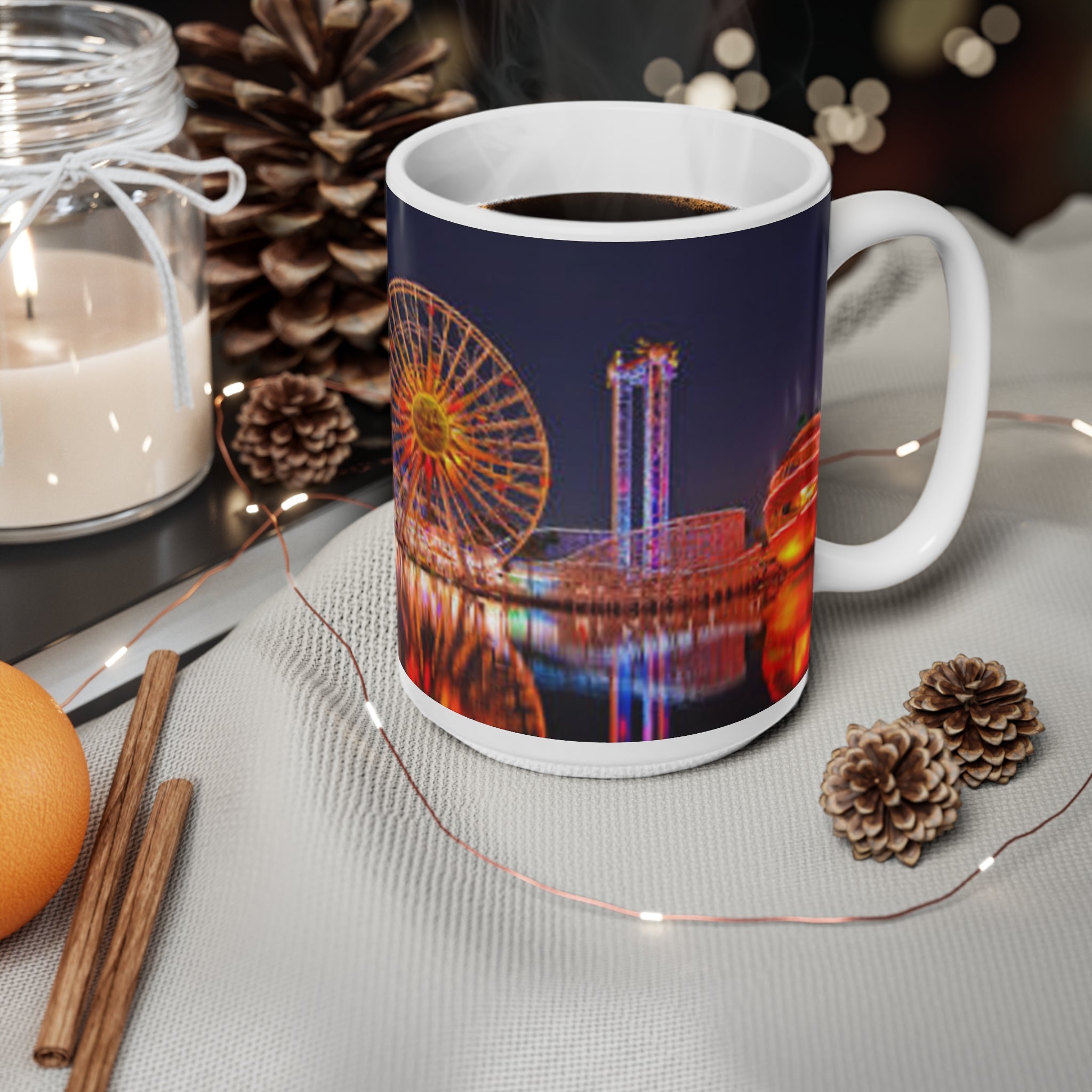 Ferris Wheel Nightscape Mug — Scenic Amusement Park Coffee Cup (11oz & 15oz)