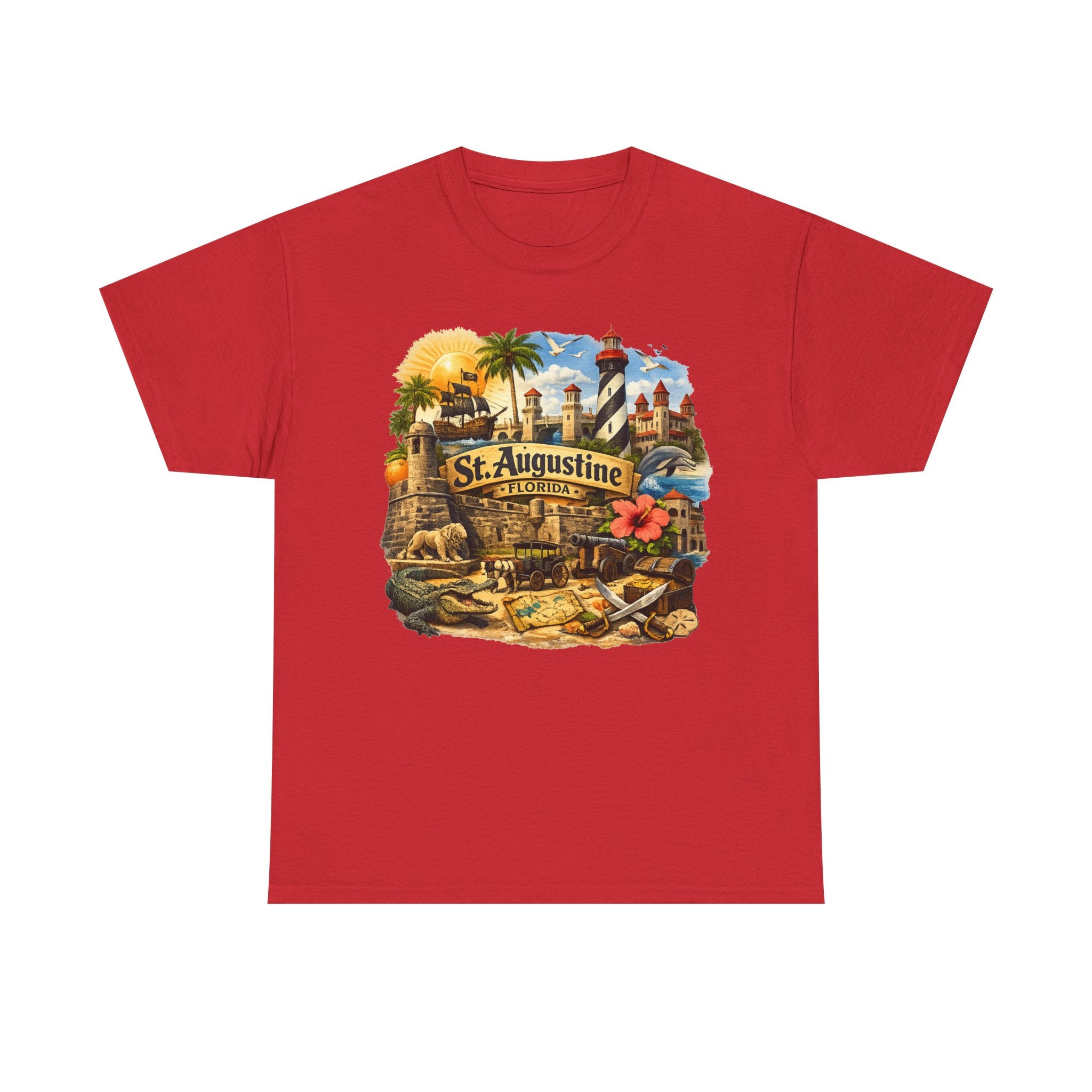 St. Augustine Florida Vintage Travel Tee — Retro Beach & Lighthouse Souvenir T-Shirt