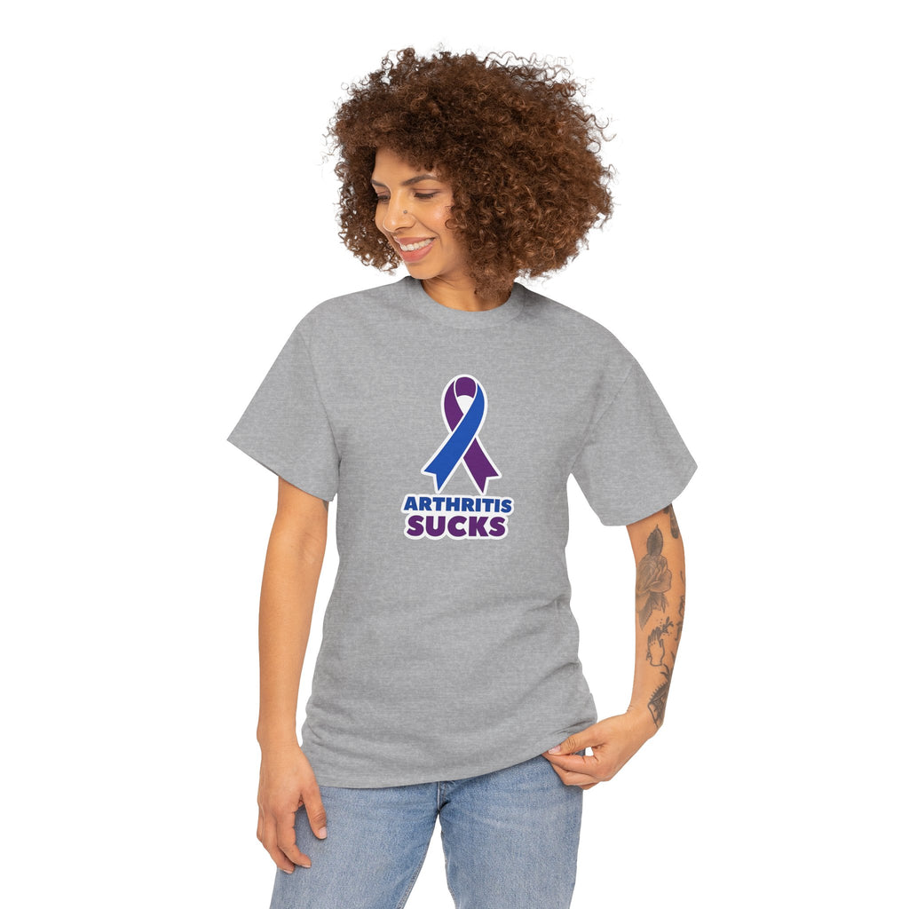 Arthritis Sucks Awareness T-Shirt — Purple & Blue Ribbon Support Tee