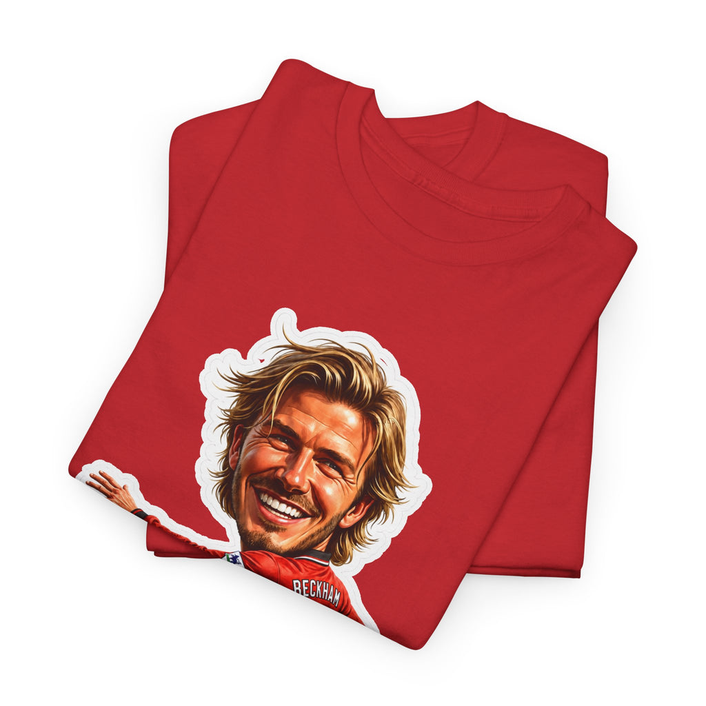 Beckham Caricature Cotton T-Shirt — Retro Football Player Graphic Tee