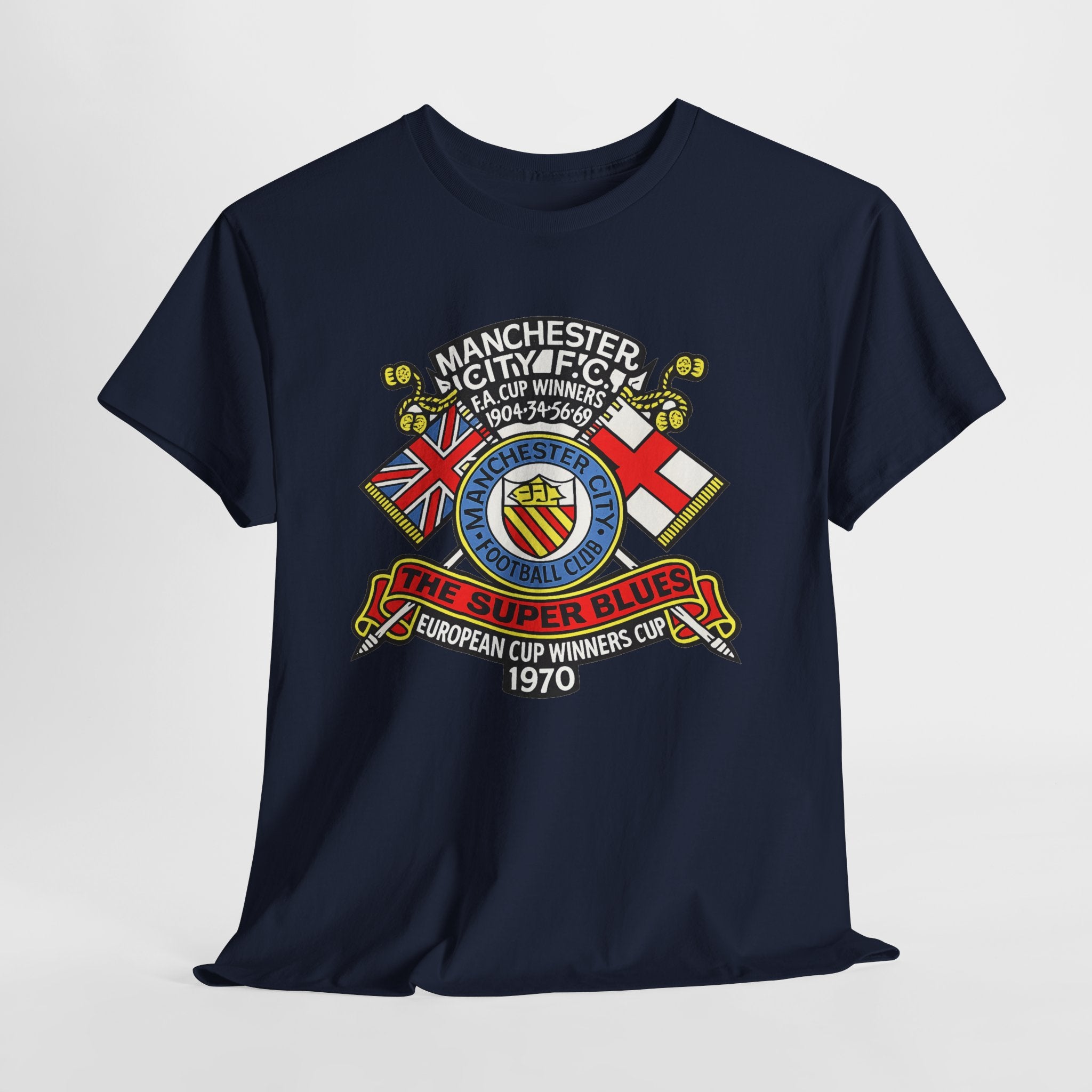 Manchester City Vintage Crest Tee — 'The Super Blues' 1970 European Cup Winners