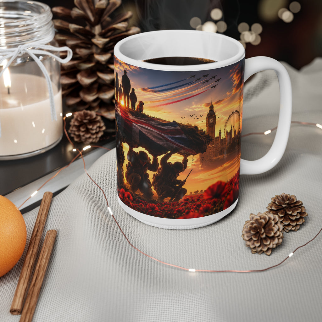 Veterans Remembrance Mug - Sunset Soldiers Poppy Tribute (11oz & 15oz)
