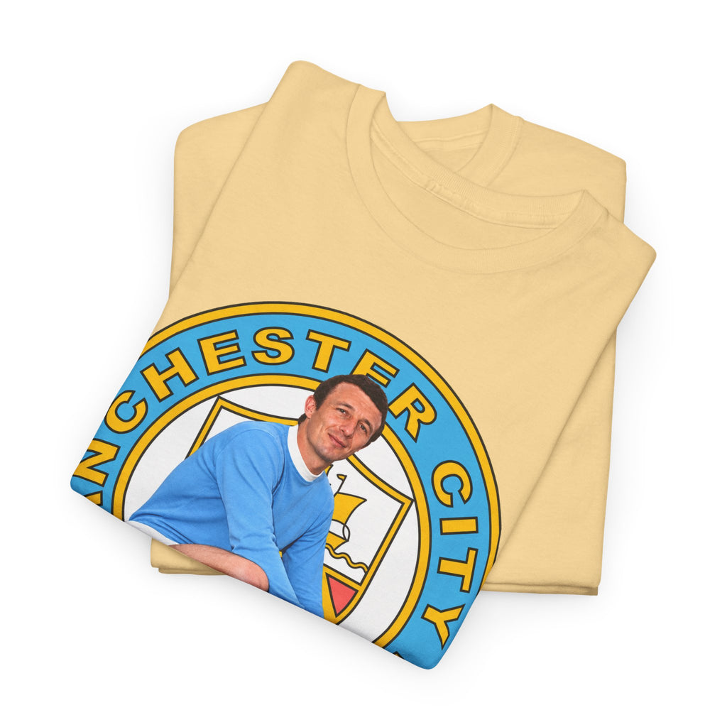 Mike Summerbee Manchester City Vintage Soccer Tee — Retro Player Crest Graphic