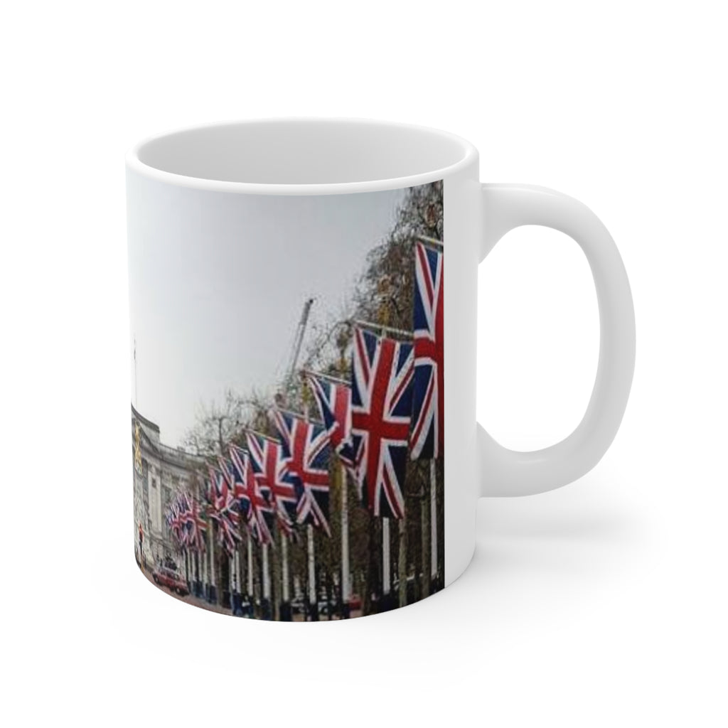 Union Jack Street Scene Ceramic Coffee Mug — 11oz & 15oz