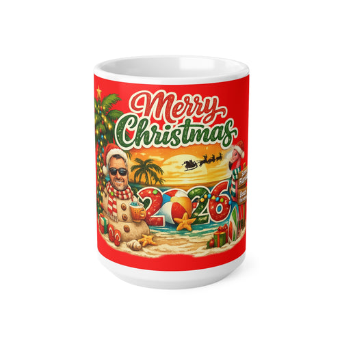 Christmas Beach Mug — "Merry Christmas 2026" Holiday Coffee Cup