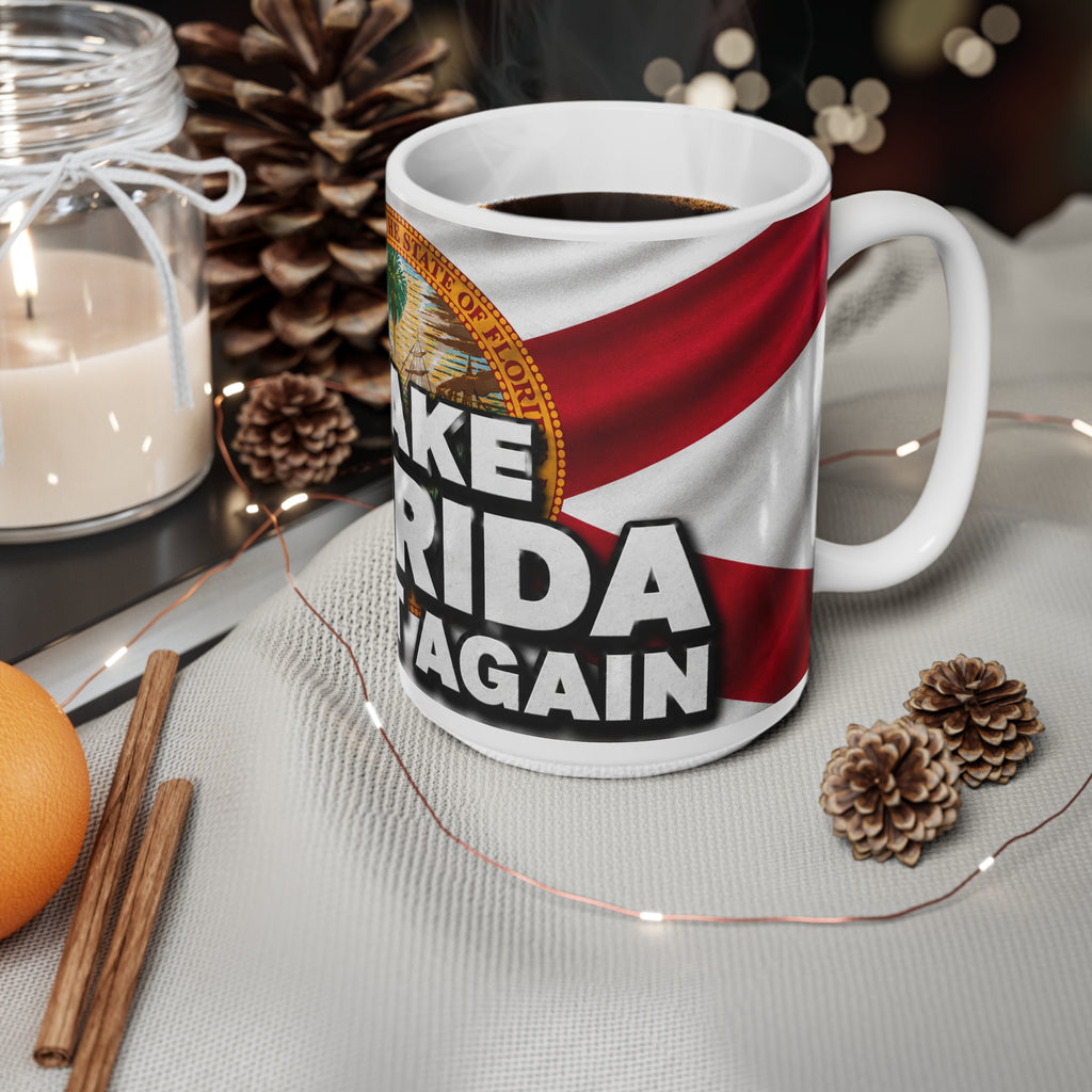 Make Florida Great Again Ceramic Coffee Mug — State Seal Flag Design (11oz/15oz)