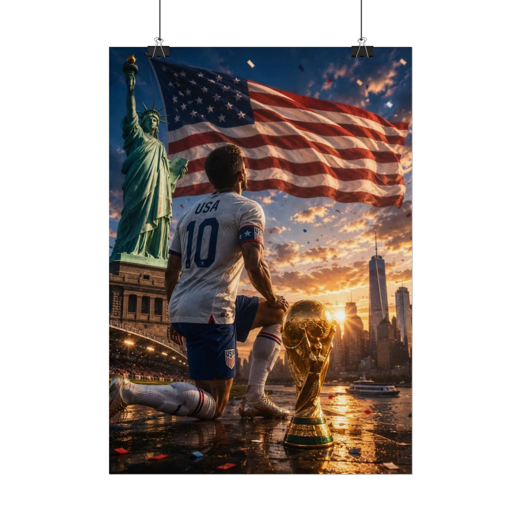 USA World Cup 2026 Soccer Victory Poster - Patriotic World Cup Triumph Rolled Poster