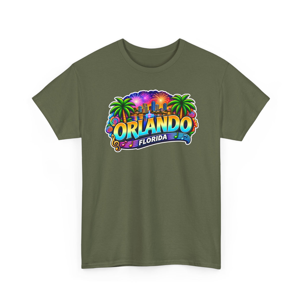 Orlando Florida Retro Sunset Palm Cotton T-Shirt