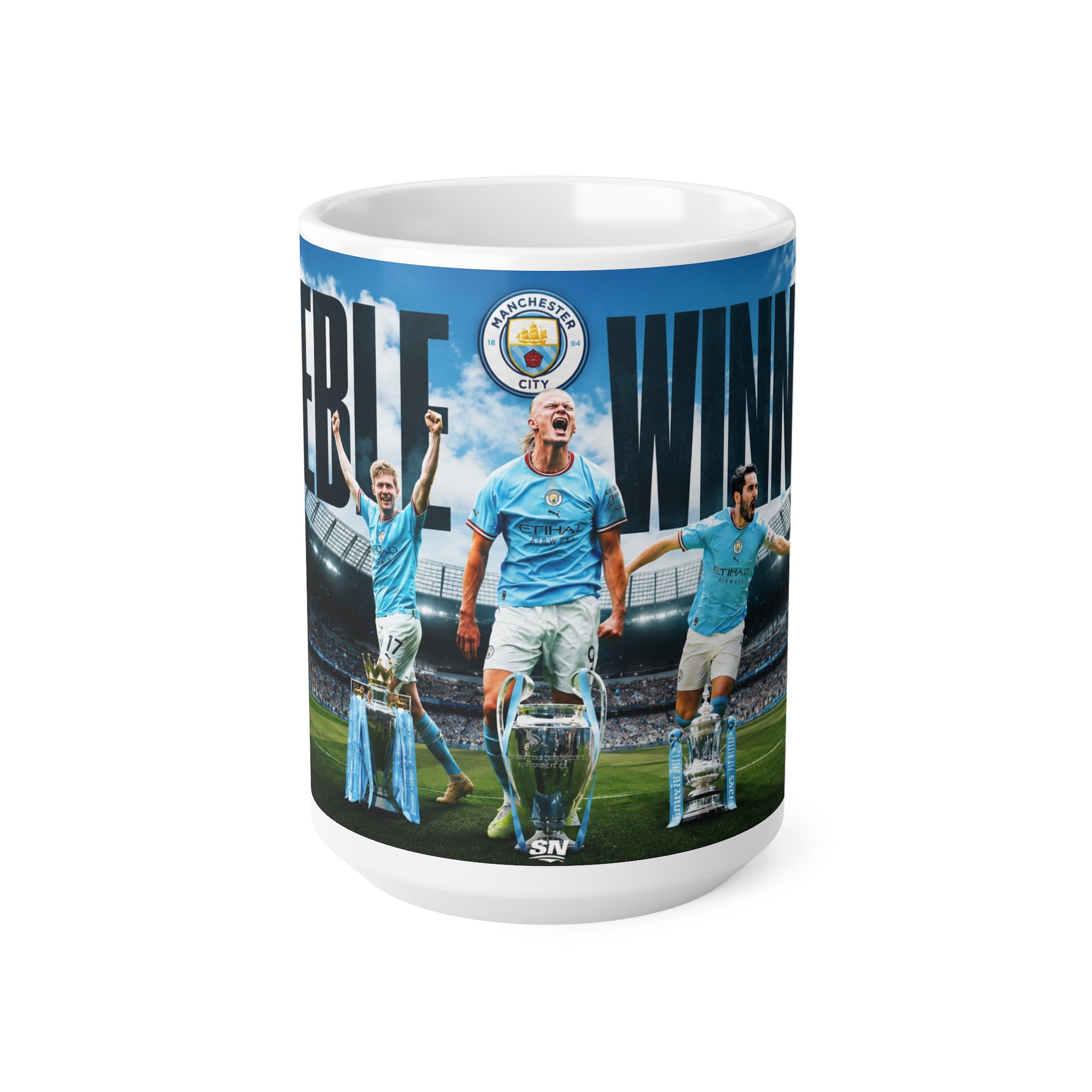 Manchester City Treble Winners Ceramic Coffee Mug — "Treble Winners" Ceramic Coffee Cup (11oz & 15oz)