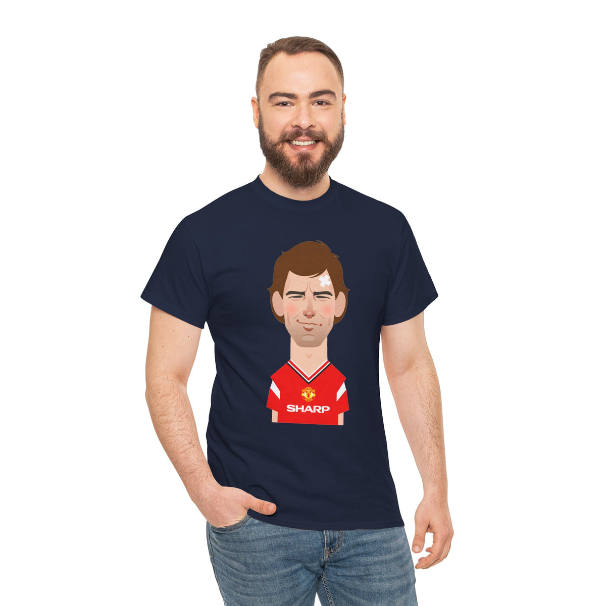 Bryan Robson Manchester United Legend Portrait Cotton T-Shirt