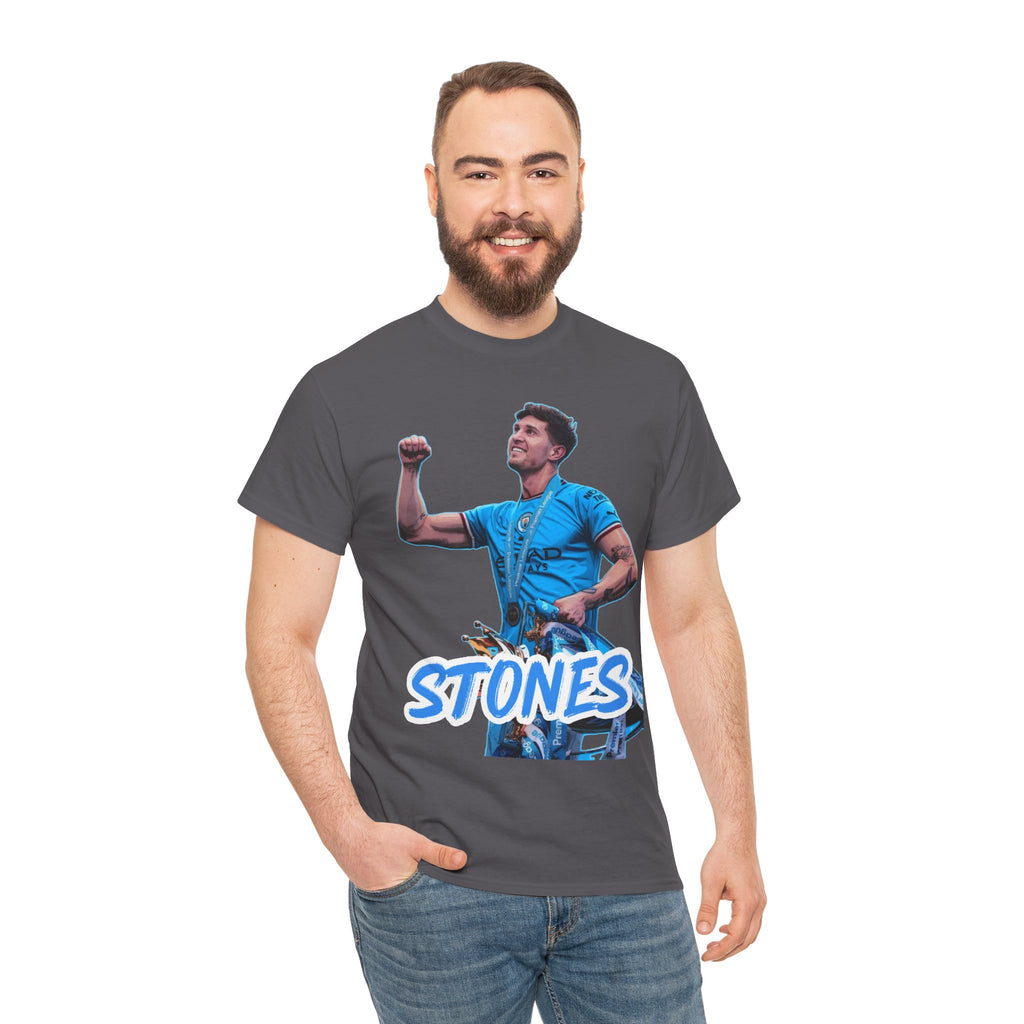 John Stones Manchester City Soccer Fan Tee — Blue Player Graphic T-Shirt