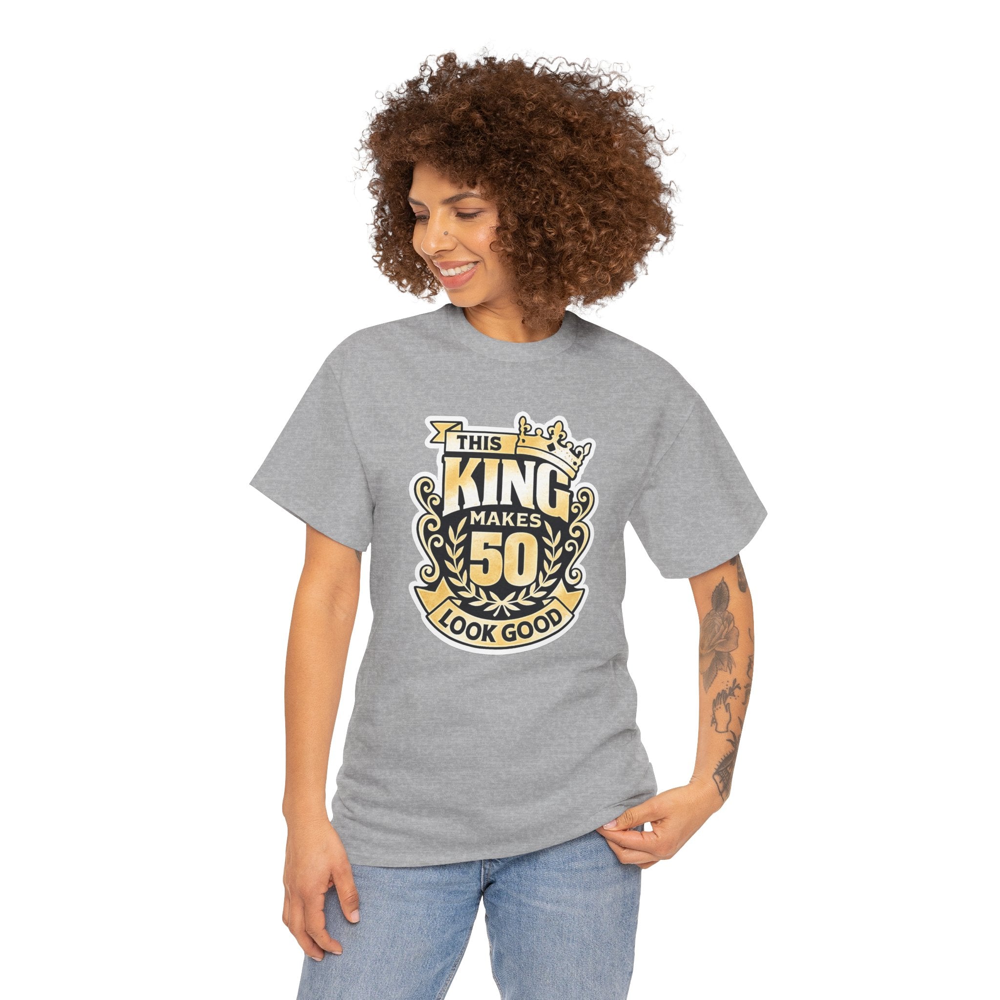 50th Birthday King T-Shirt – "This King Makes 50 Look Good"