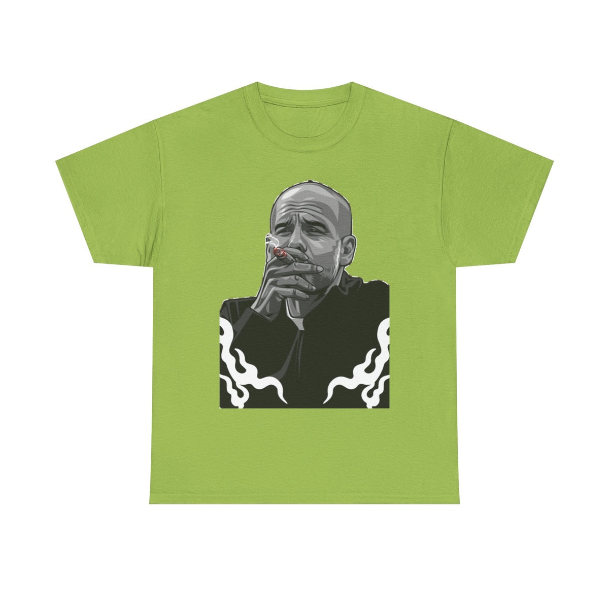 Pep Guardiola Smoking Portrait T‑Shirt — Moody Graphic Tee
