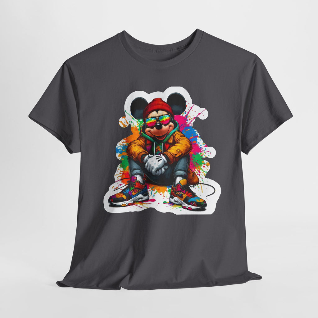 Streetwear Mouse Graphic Tee — Colorful Urban Hip-Hop Cartoon Shirt