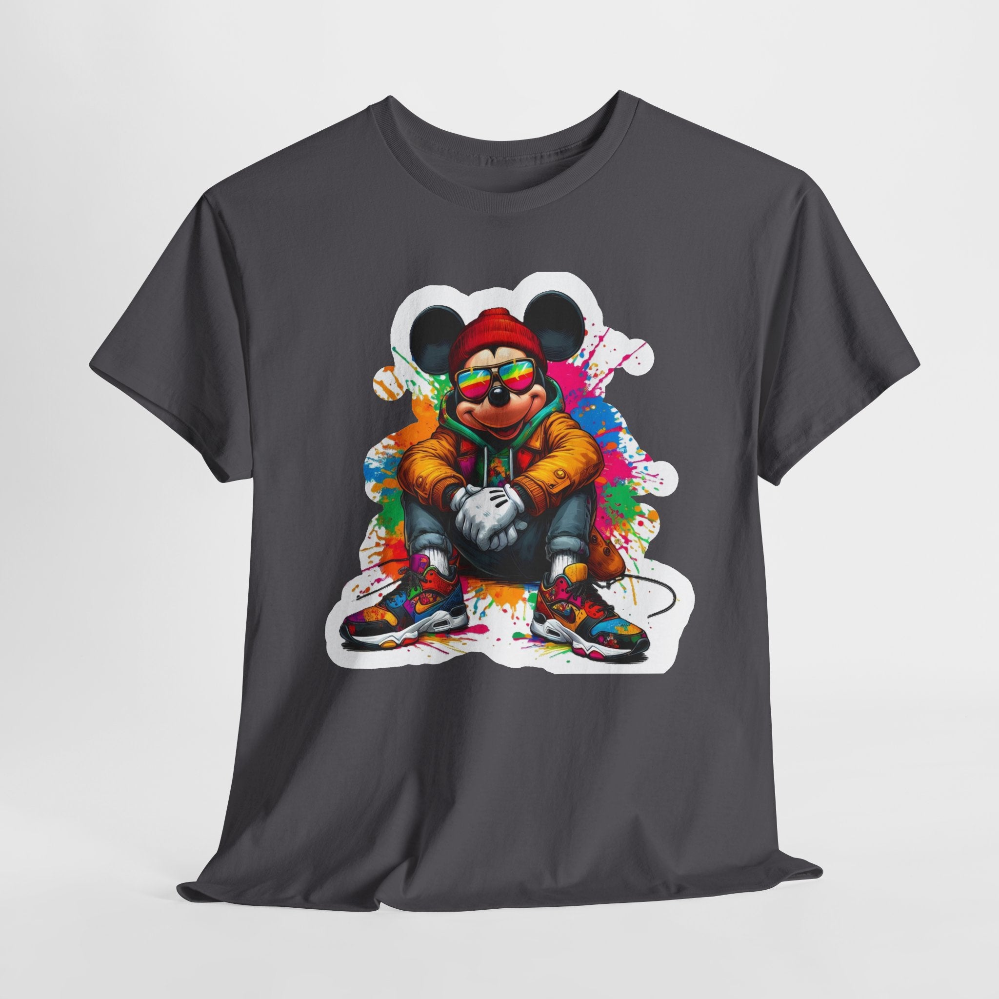 Streetwear Mouse Graphic Tee — Colorful Urban Hip-Hop Cartoon Shirt