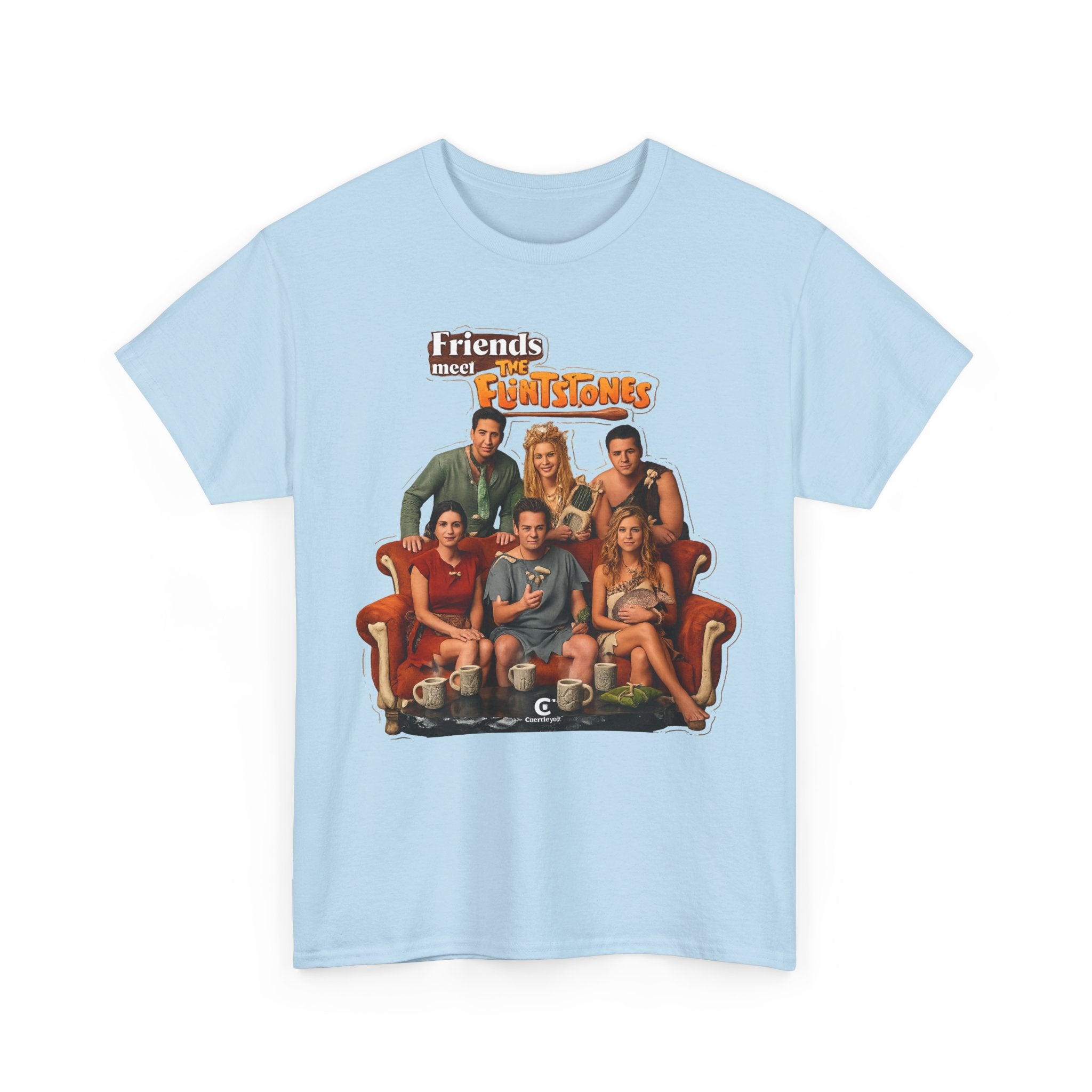 Friends meets the Flintstones TV Sitcom Cast Graphic Tee — 'Friends' Retro Couch Design