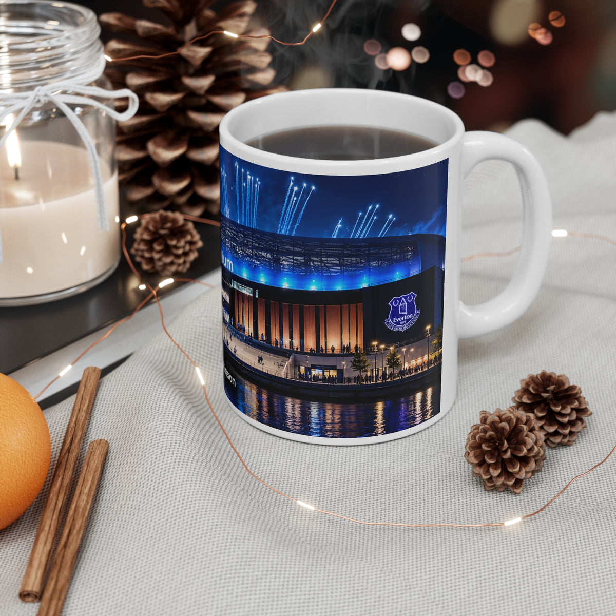 Everton's Hill Dickinson Stadium Nightscape Ceramic Coffee Mug — 11oz & 15oz