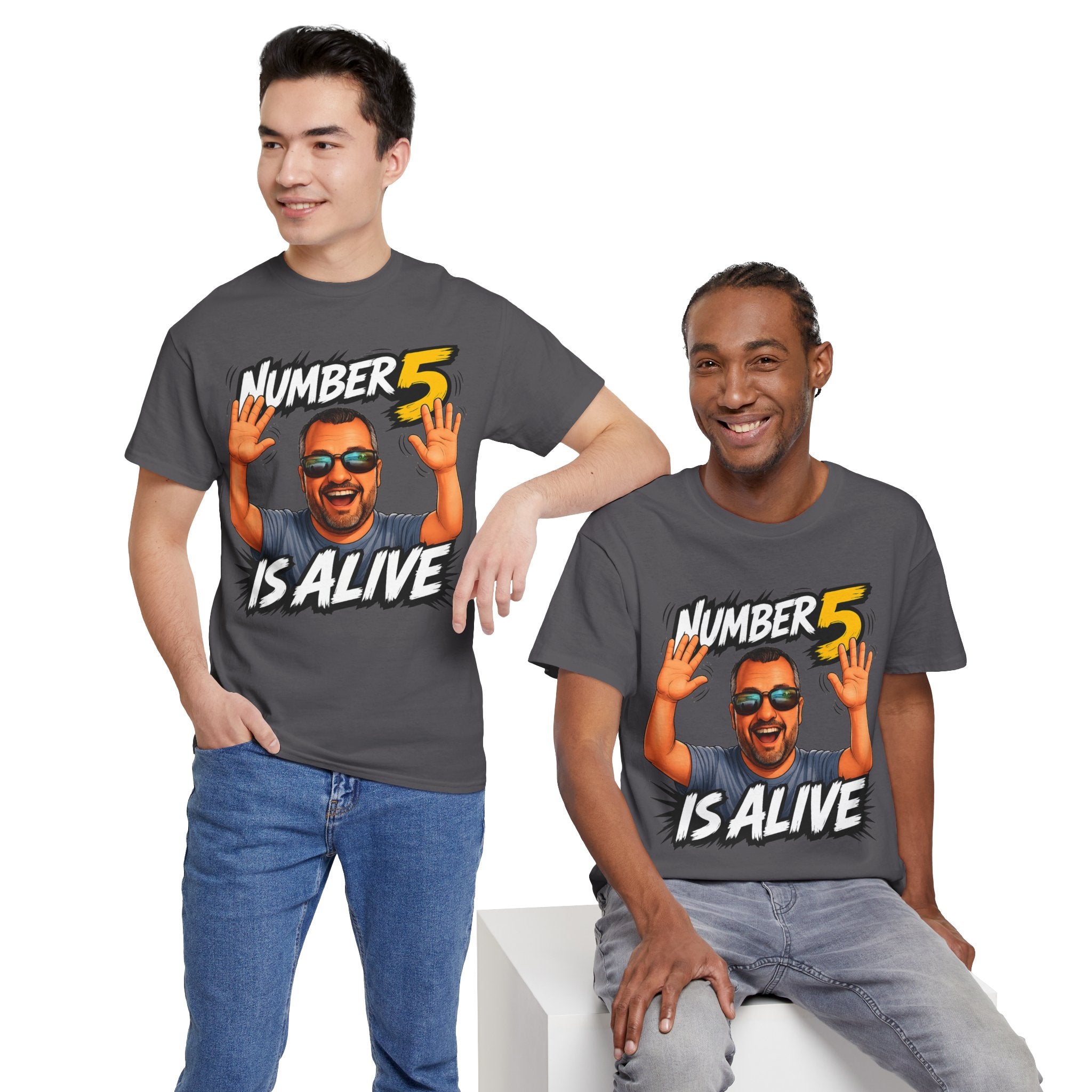 Number 5 Is Alive Graphic Tee — Funny Meme Face T‑Shirt