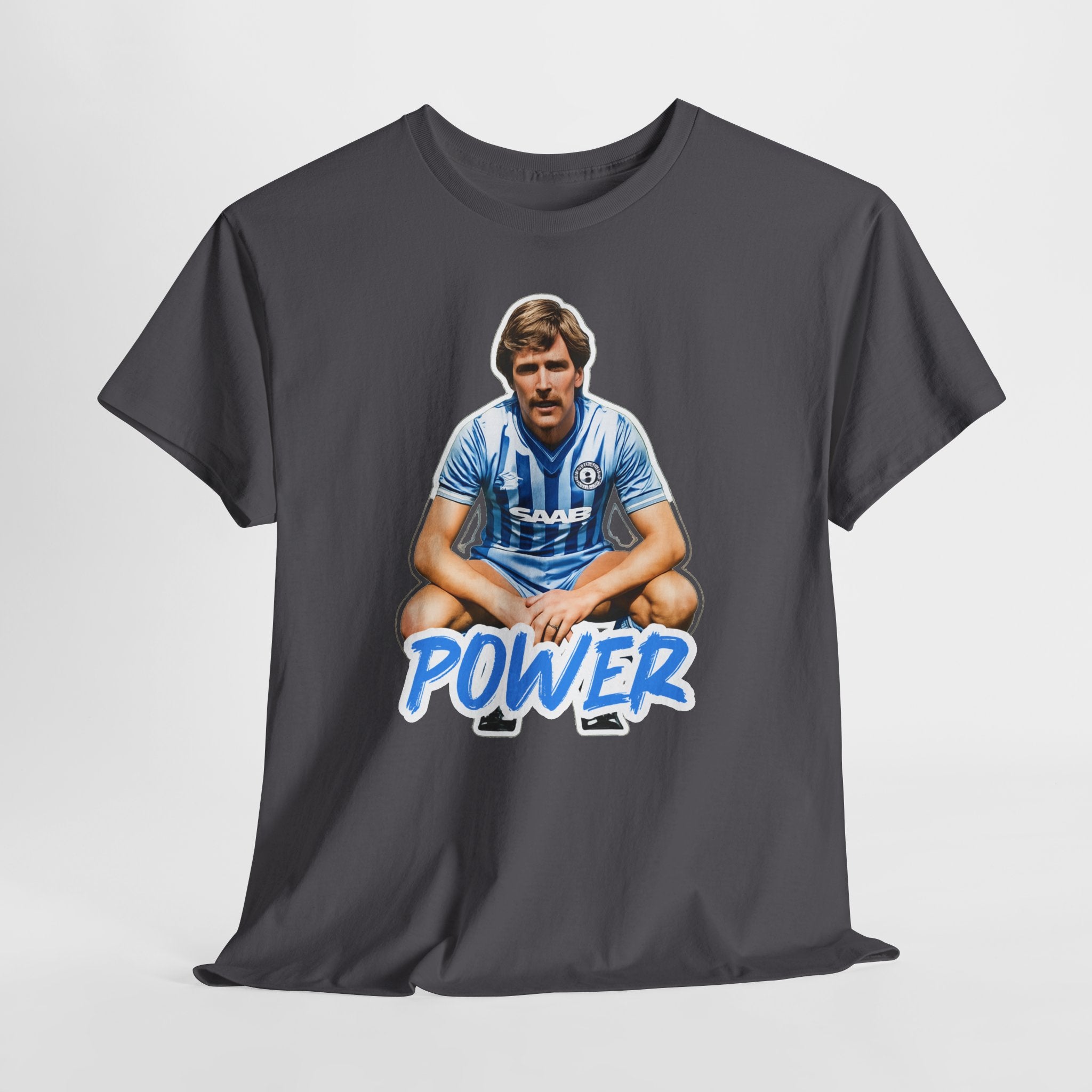 Paul Power Manchester City Legend Player Graphic Tee — Retro Football Jersey Design