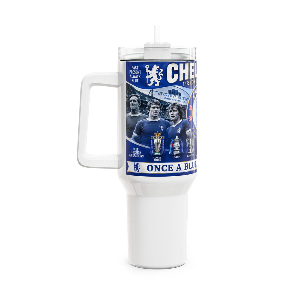 Chelsea FC 40oz Travel Tumbler — Once A Blue, Always A Blue Stadium Mug