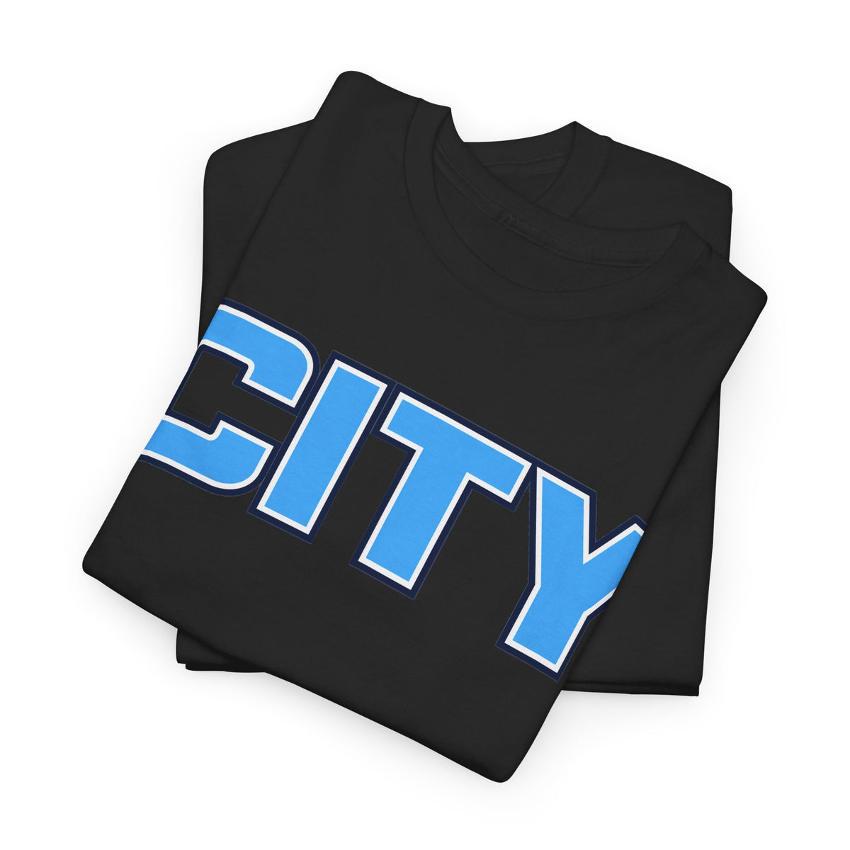 CITY Graphic Tee — Retro Man City Inspired Blue Block Letter T-Shirt