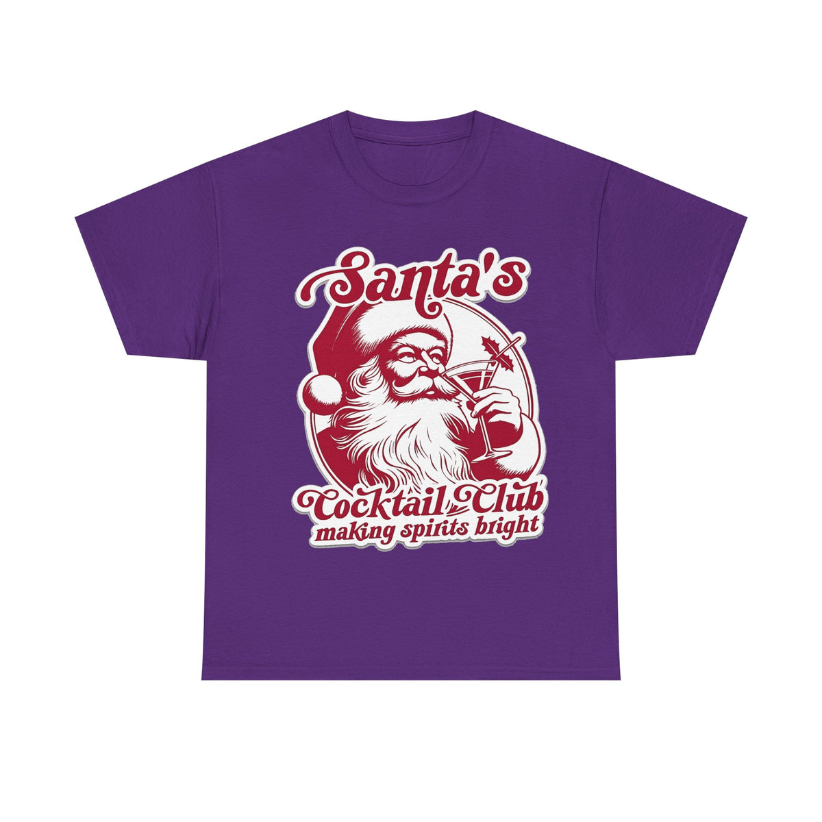 Santa’s Cocktail Club Tee — "Making Spirits Bright" Christmas Shirt