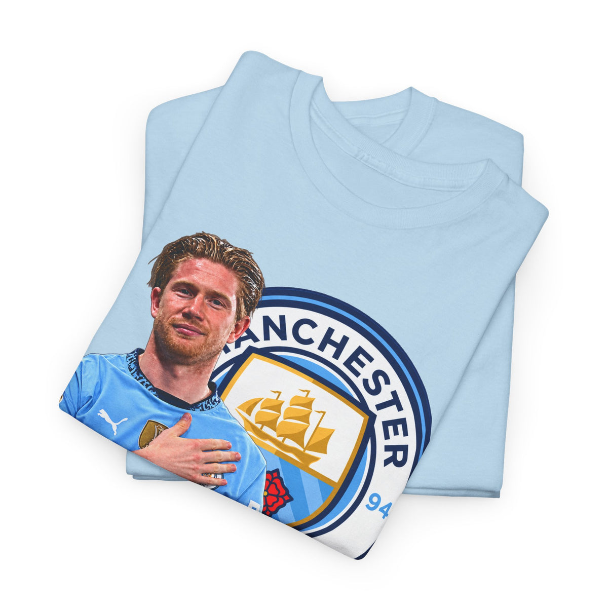 Kevin De Bruyne Manchester City Legend Cotton T-Shirt — Player Tribute Tee (Heart Badge Design)