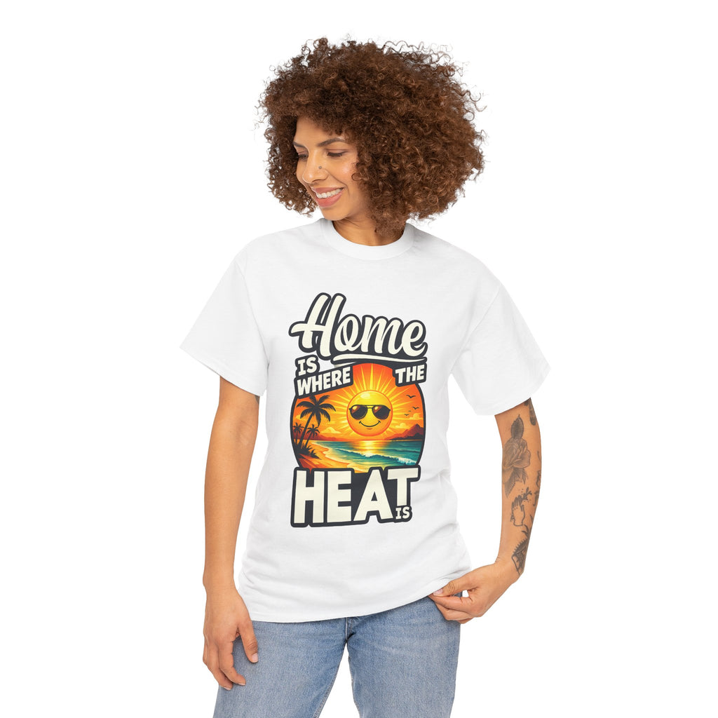 Home Is Where The Heat Is T-Shirt — Retro Beach Sunset Tee