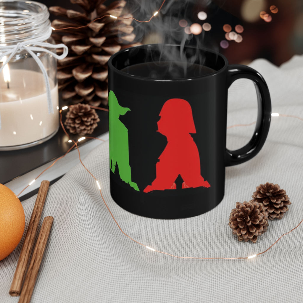 Star Wars Silhouette Mug — Yoda, Vader & Luke Color Portrait Coffee Cup (11oz/15oz)