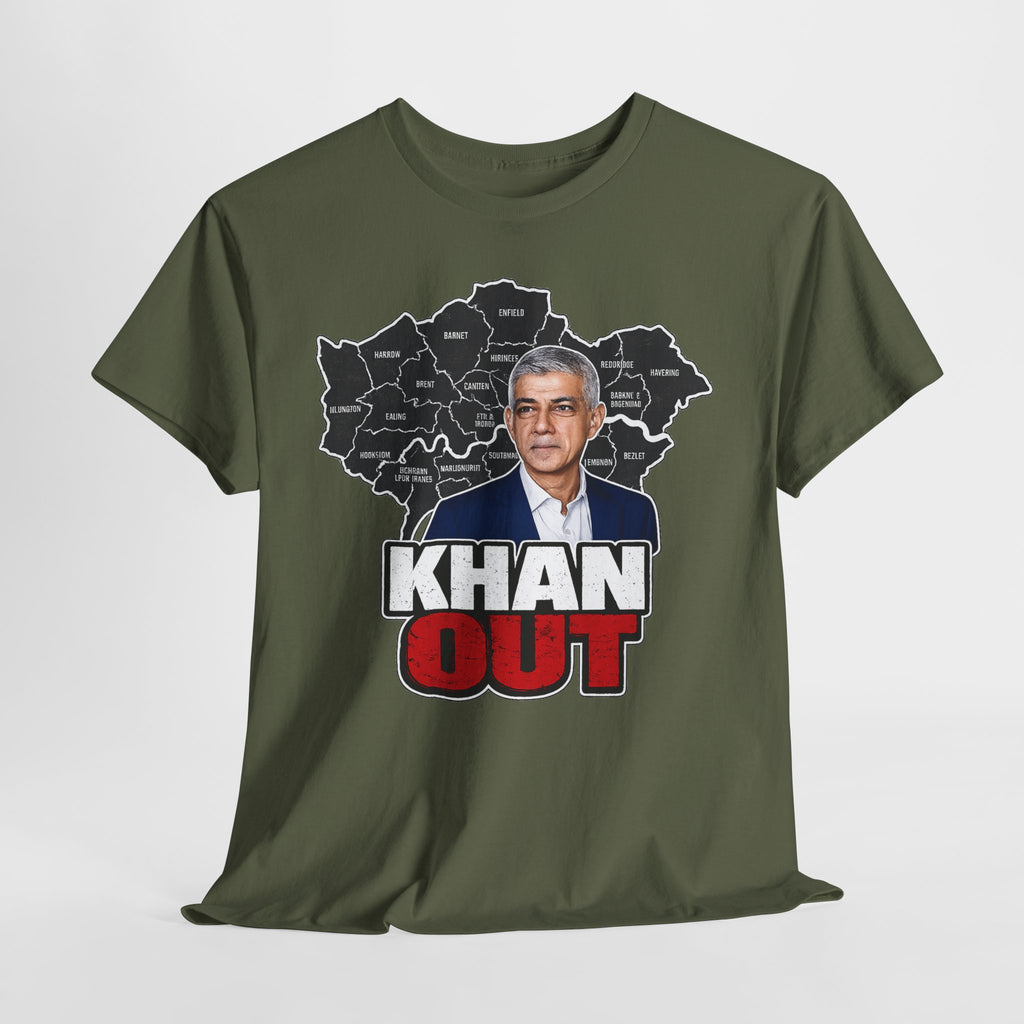 Sadiq Khan Out" Political Protest Tee with Sadiq Khan Graphic T-Shirt