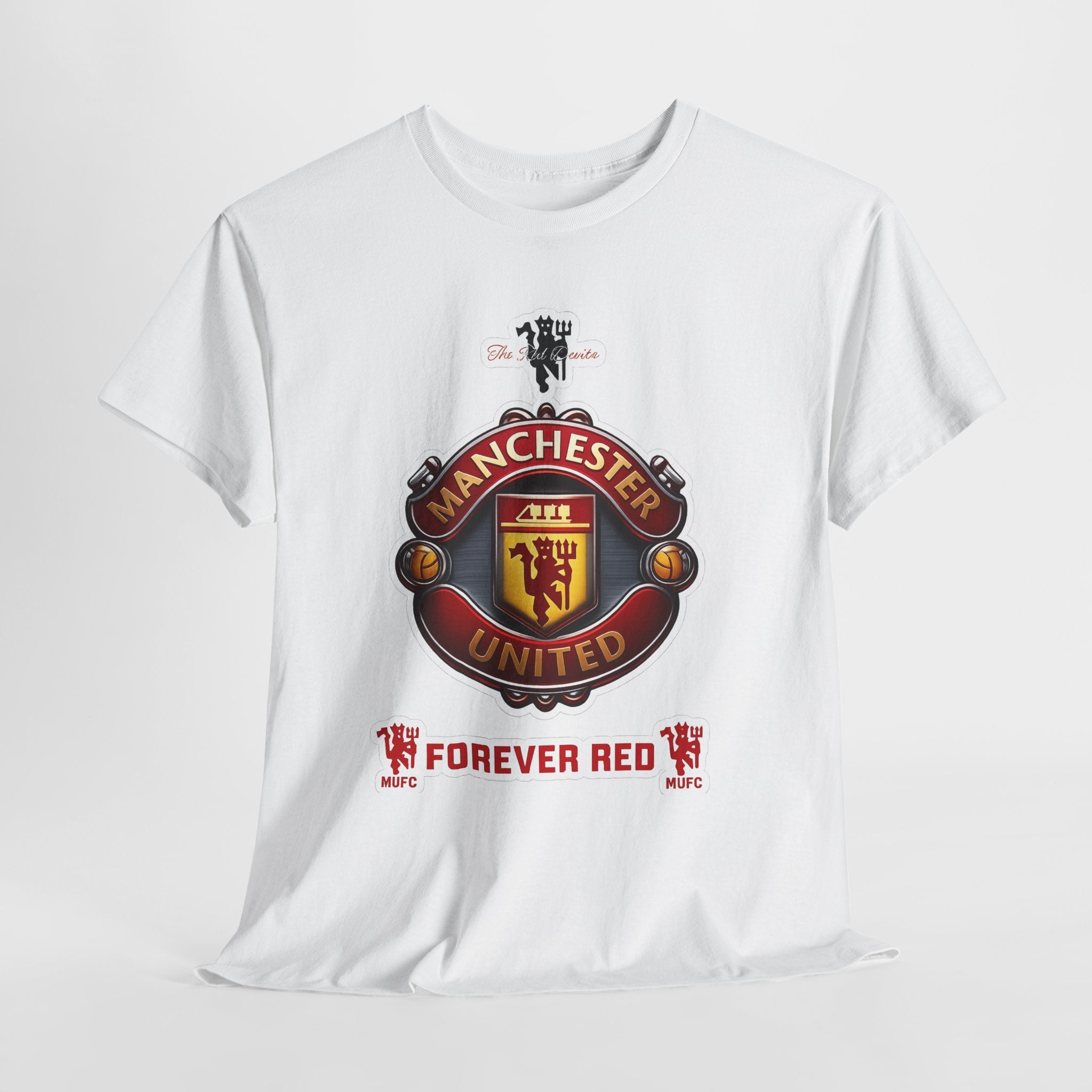 Manchester United Inspired Football Crest Tee — "Forever Red" Supporter Shirt