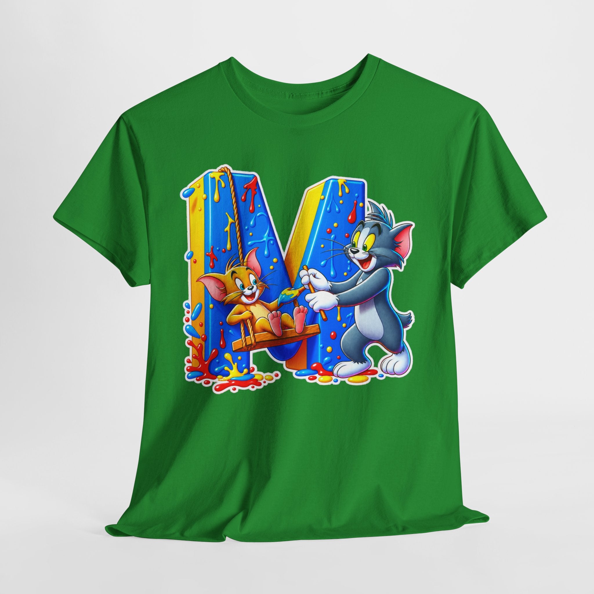 Tom & Jerry Letter M Cotton T-Shirt — Retro Cartoon Graphic Tee