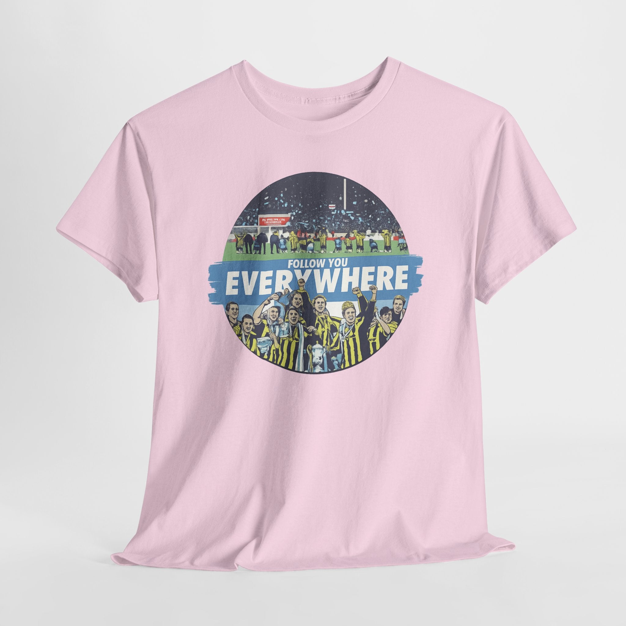 Manchester City Everywhere Soccer Crowd Graphic Tee — 'Follow You Everywhere' Fan Shirt