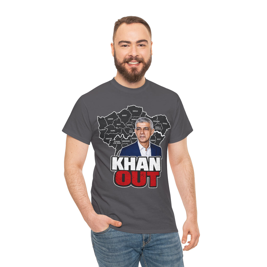 Sadiq Khan Out" Political Protest Tee with Sadiq Khan Graphic T-Shirt