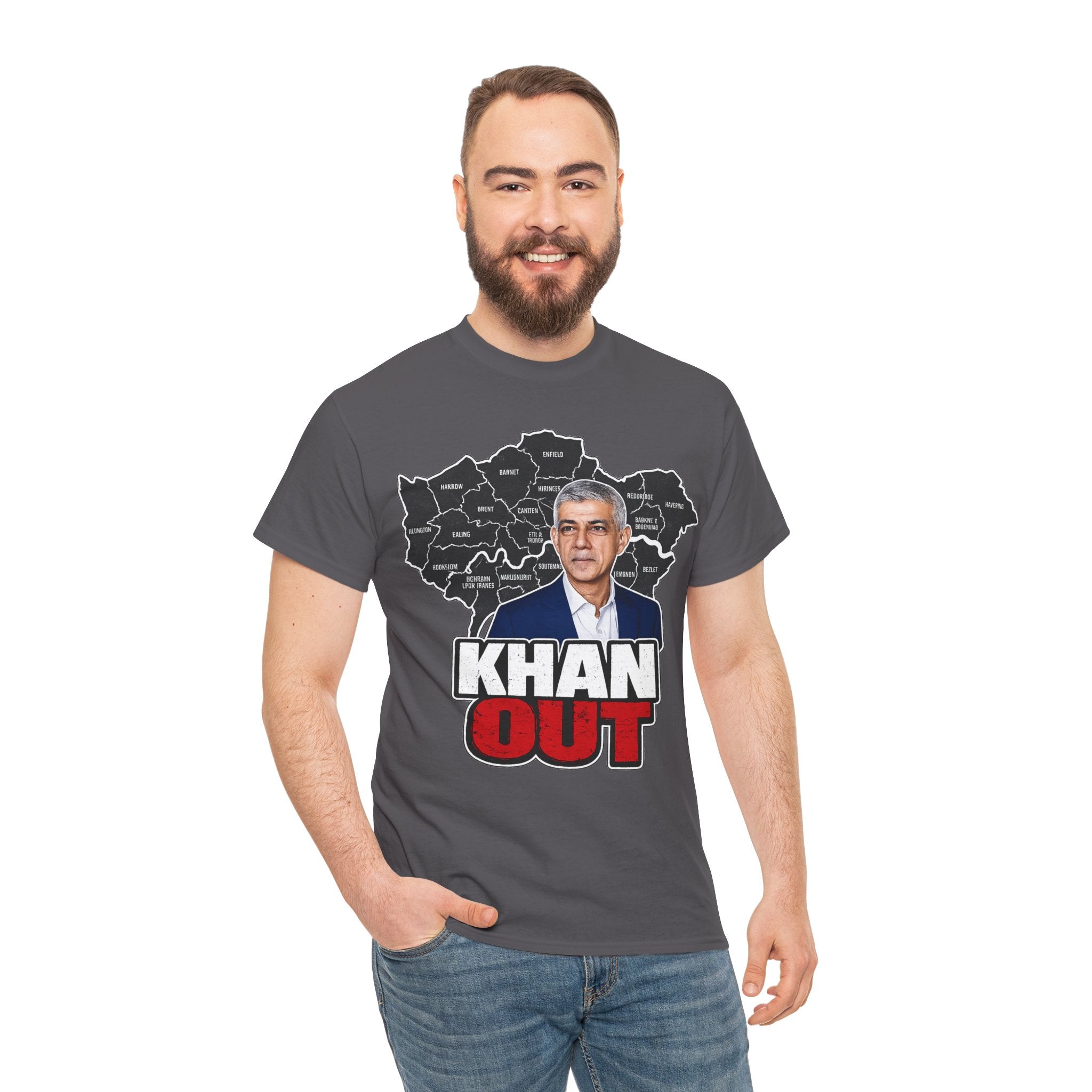 Sadiq Khan Out" Political Protest Tee with Sadiq Khan Graphic T-Shirt