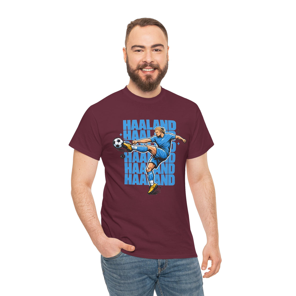 Haaland Manchester City Inspired Cotton T-Shirt — Striker Action Graphic Football Shirt
