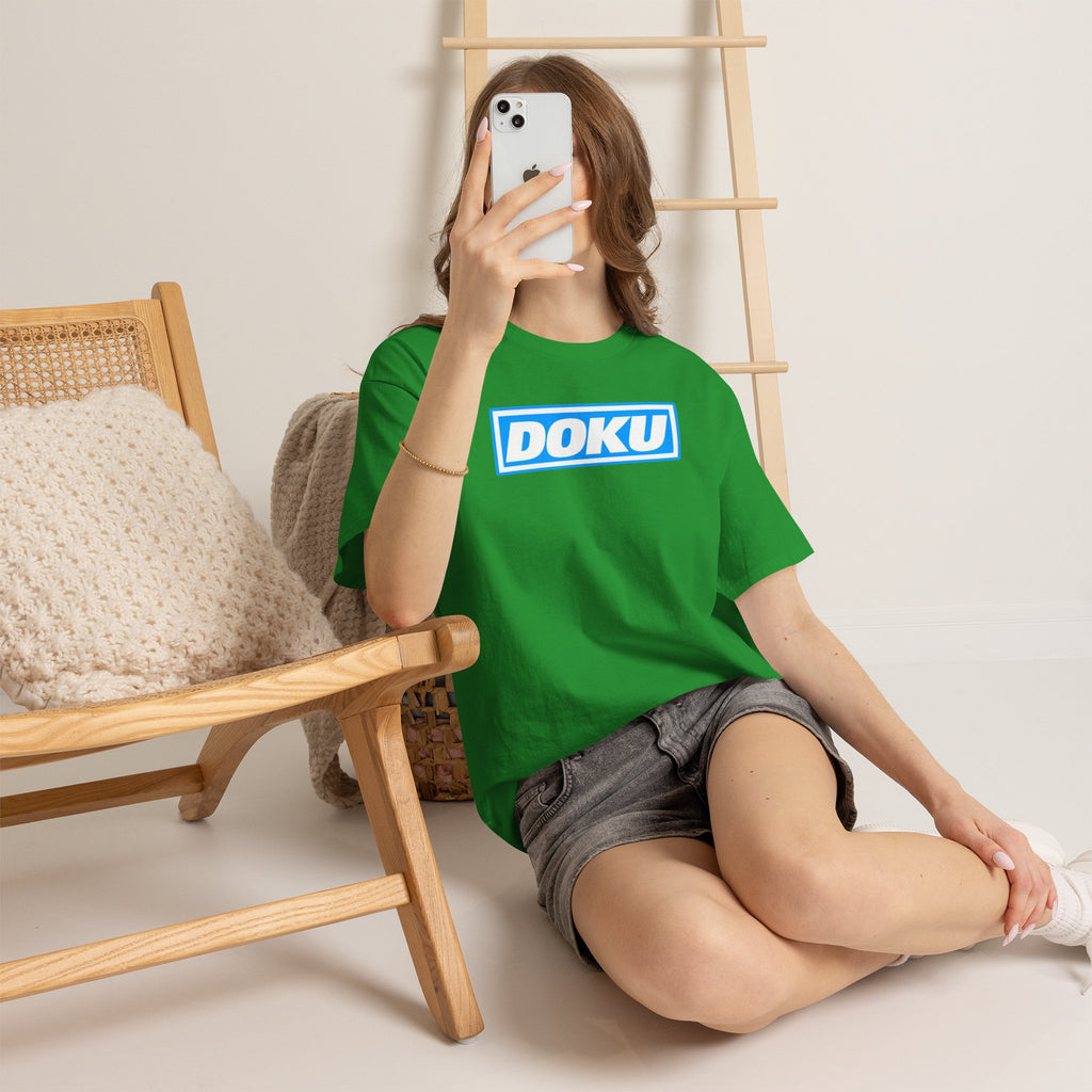 Doku Manchester City Player Logo Cotton Tee — Minimal Blue Box Graphic T-Shirt