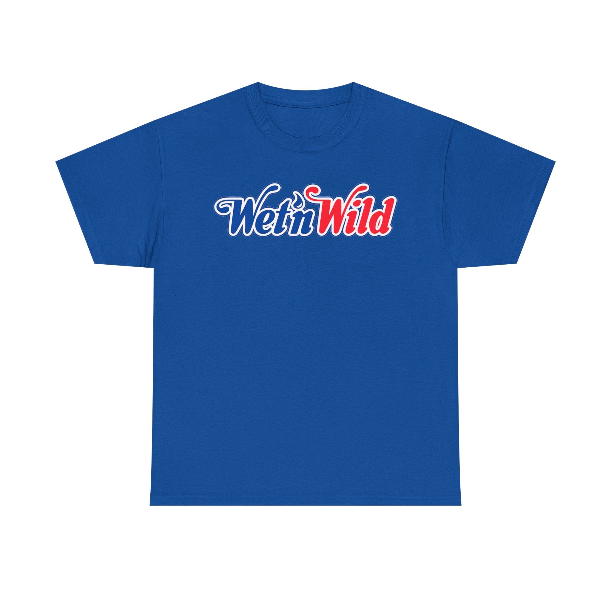 Wet 'n Wild Retro Script T-Shirt — Red & Blue Patriotic Graphic Tee