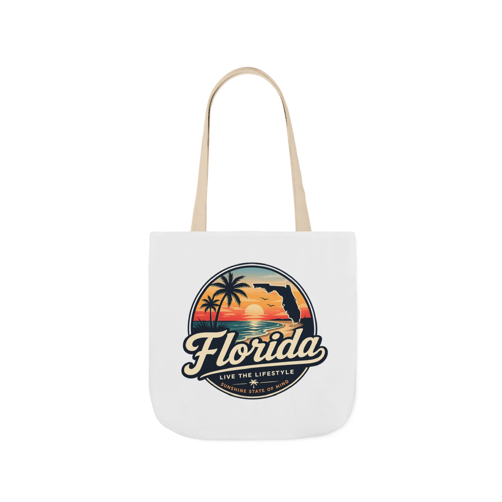 Florida Sunset Canvas Tote Bag — Retro Palm Beach Design
