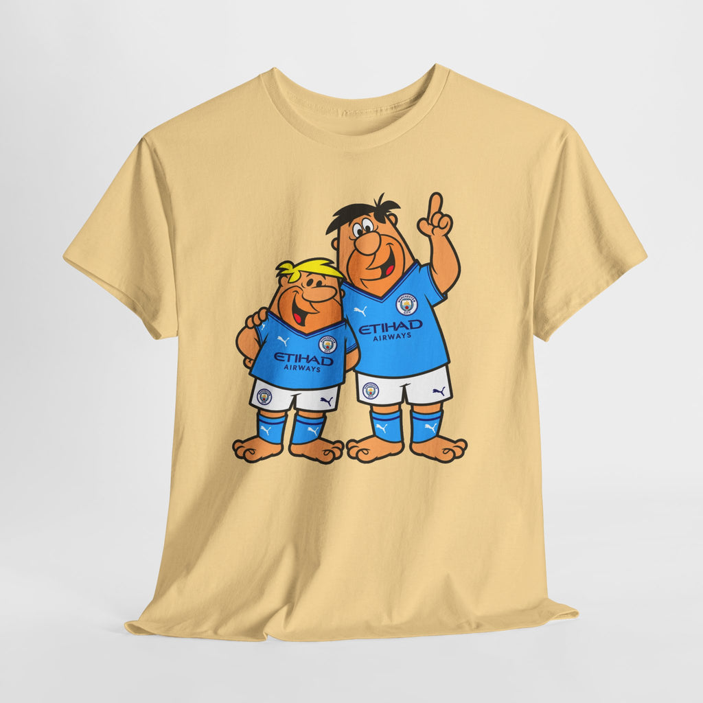 Manchester City The Flintstones Etihad Airways Cartoon Cotton T-Shirt