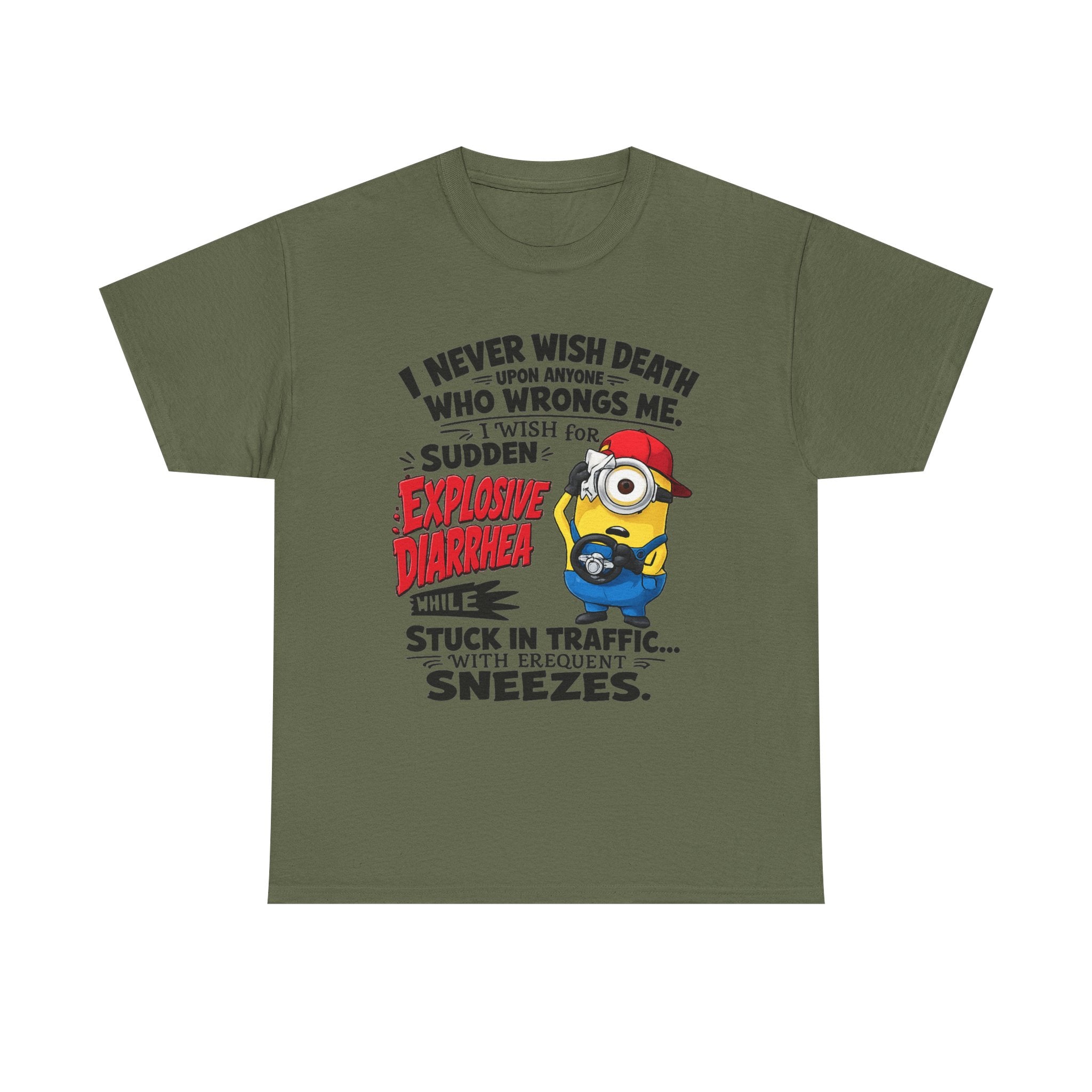 Funny Minion Traffic Tee — "Explosive Diarrhea" Humorous Graphic T-Shirt