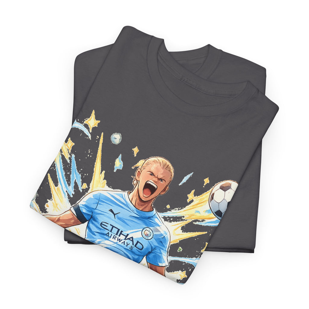 Erling Haaland Anime Fan Tee — Celebratory Football Player Graphic T-Shirt