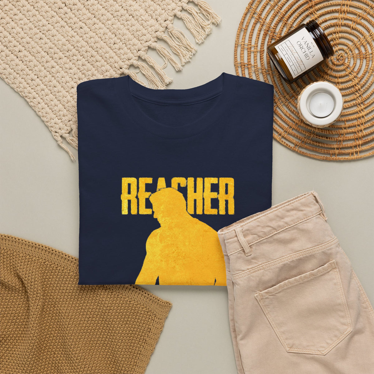 Reacher Silhouette Tee – Bold Yellow Graphic Shirt