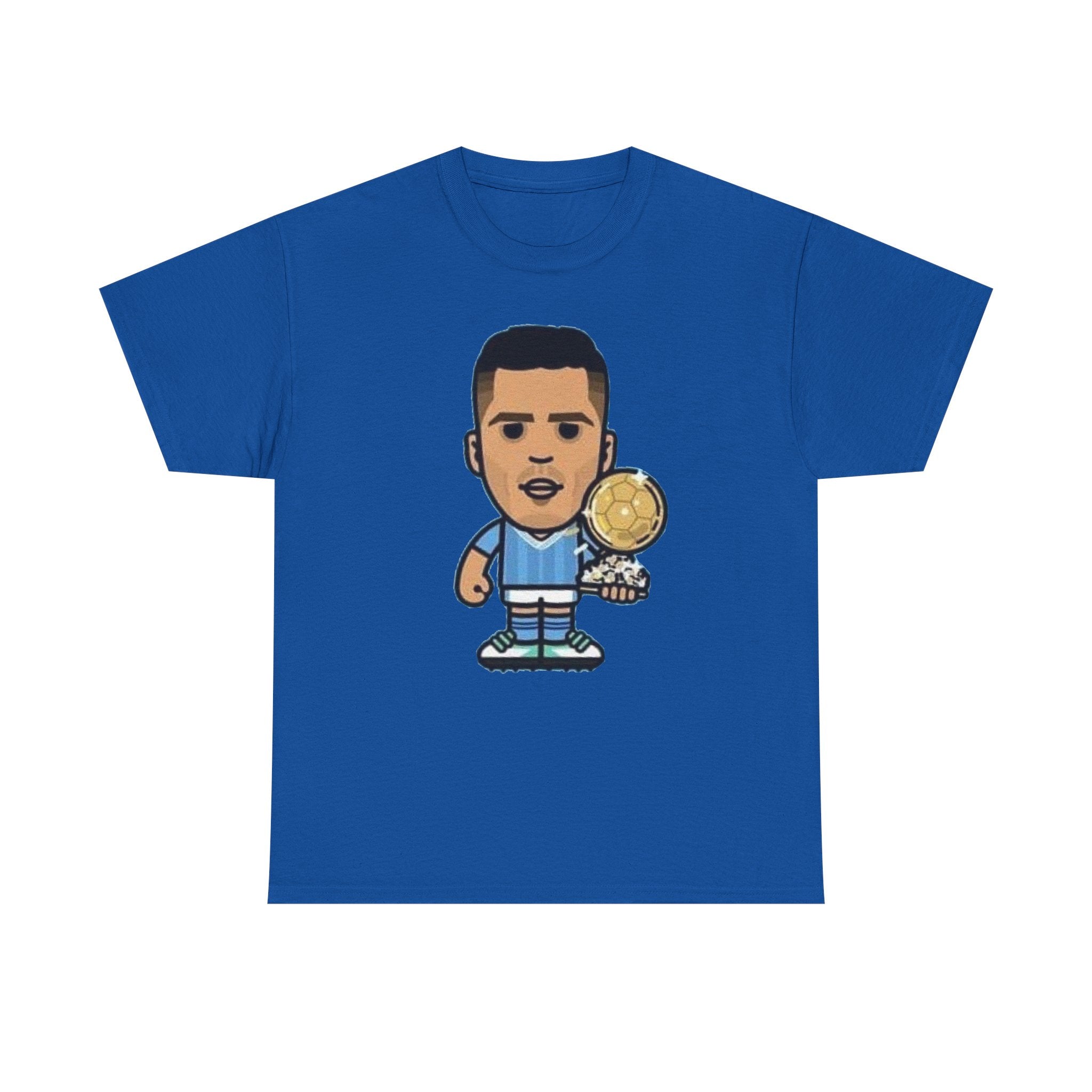 Rodri Manchester City Cartoon Tee — Player Holding Trophy Graphic Shirt