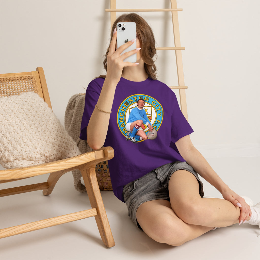 Mike Summerbee Manchester City Vintage Soccer Tee — Retro Player Crest Graphic