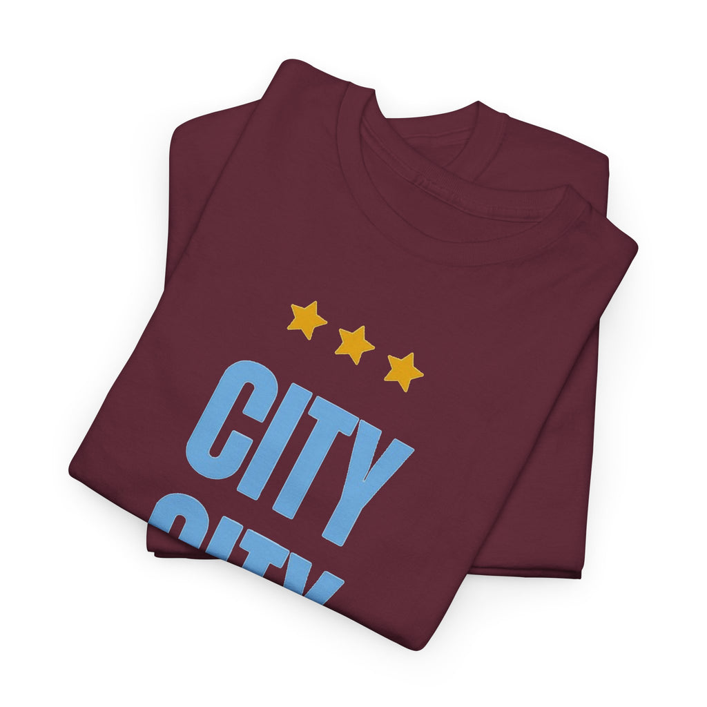 Manchester City City City Tee — Retro Three-Star Premier League Lion Soccer Shirt